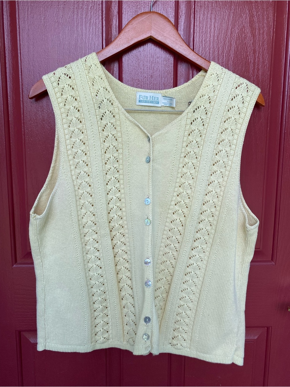 For Her Cream Knit Button-Front Sleeveless Sweater Vest